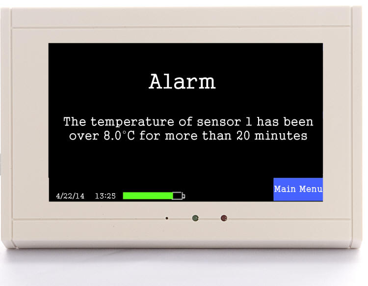 Visual alarm notice on ThermaViewer